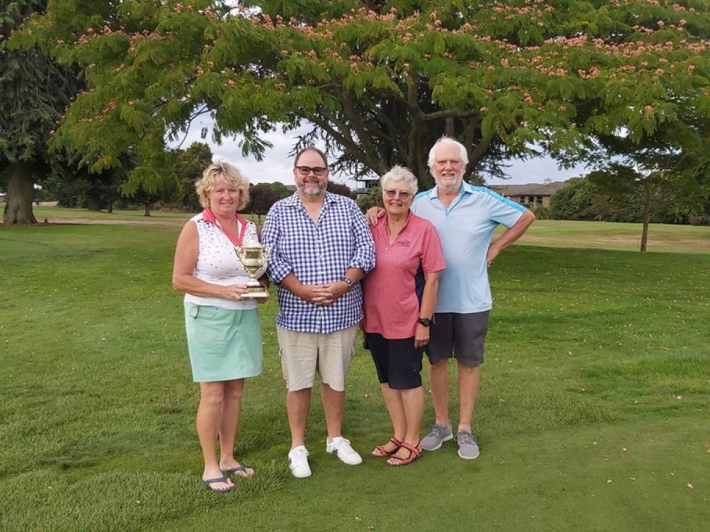 Anchorage Wines Open24  February '24. Sponsor Chris Drummond with Winners Rebecca, Sue and Roger