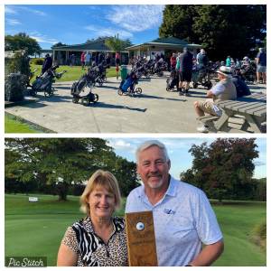 Top: Warming up for the Anzac Tournament. Bottom: Our joint winners Derryn Hedges and Peter Dally