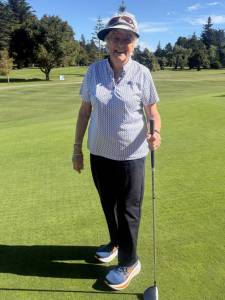 Barbara Simpson, with her partner Jenny Ferrier, at the age of 87 years young, played to her 25 handicap to help win the Neilson Trophy over two weeks. 