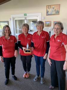 The winning team of Meredith Rayner Christine Horridge Lynne Hardie and Melva Webby who  defeated Greenacres for the Biddy Smith Trophy